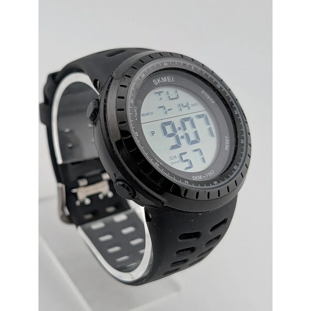 Skmei 1167 Men's Digital Watch‎ Black Resin Strap 50mm Case- New Battery